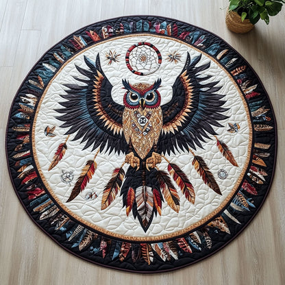Owl Native American CW0507028CL Quilted Round Mat