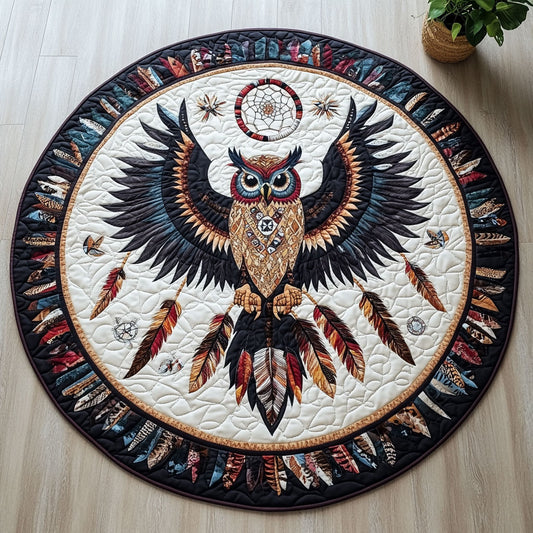 Owl Native American CW0507028CL Quilted Round Mat