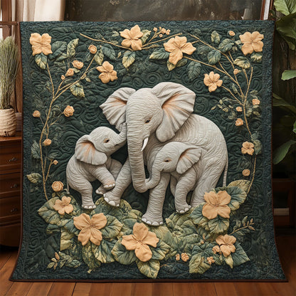Charming Elephant Family WX1306007CL Quilt