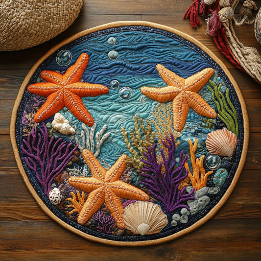 Coral And Starfish WY3004024CL Quilted Round Mat