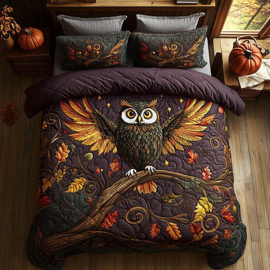 Winging Owl in Purple Myst XK2109014CL Duvet Cover Set