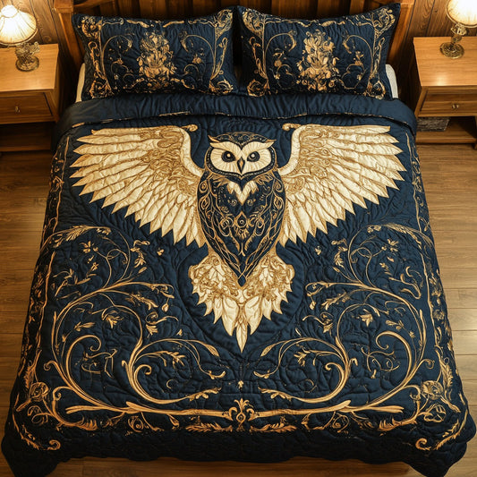 Gold Owl Portrait WY2301008CL Duvet Cover Set
