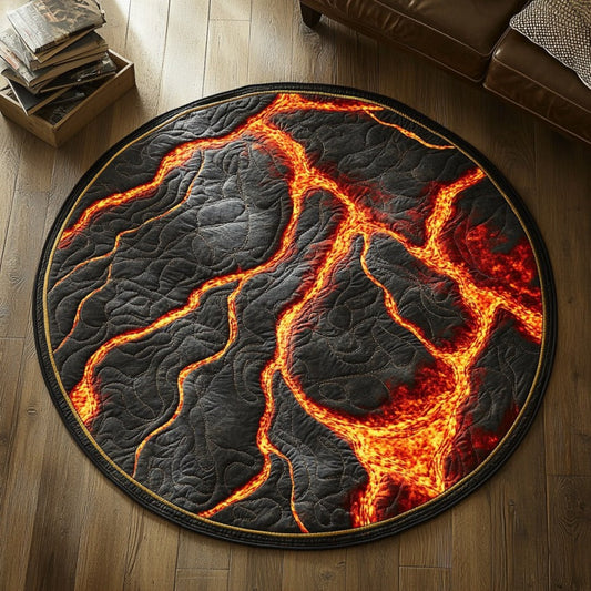 Glowing Lava Crack Xr1709012CL Quilted Round Mat