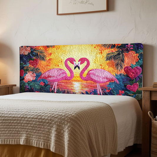 Flamingo Couple QA1112007CL Quilted Headboard Slipcover