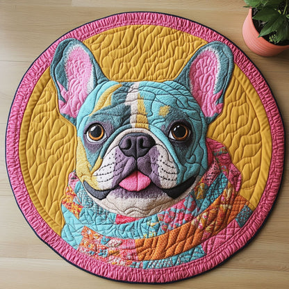 Patchwork Bulldog CW0406045CL Quilted Round Mat