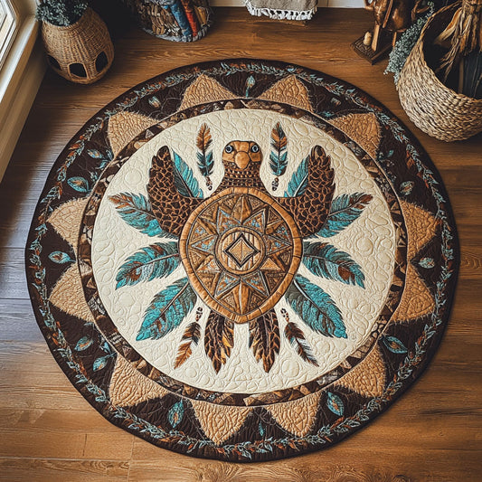 Tribal Turtle WY1905029CL Quilted Round Mat
