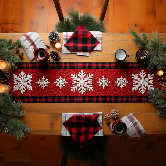 Peppermint Snowflake WN1107045CL Quilted Table Runner
