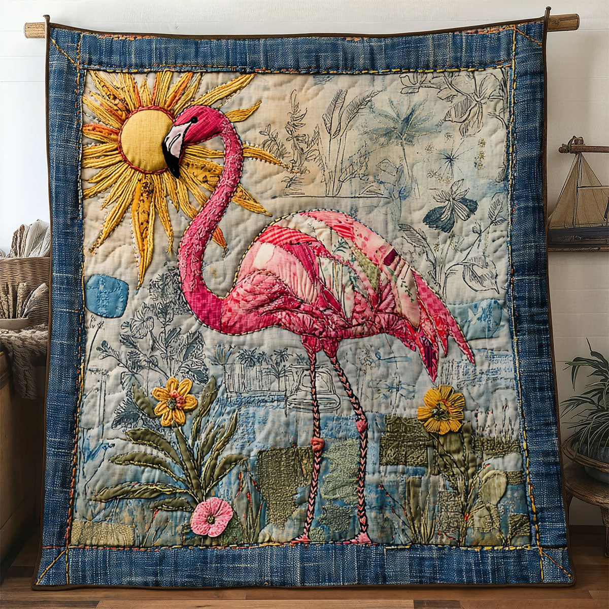 Flamingo Feather WN0707053CL Quilt