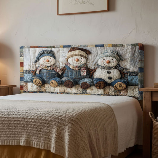 Snowman Winter Buddies WN1112194CL Quilted Headboard Slipcover