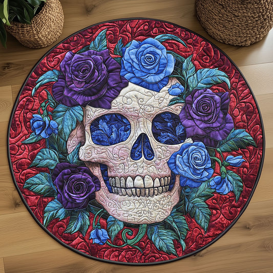 Skull In Bloom WP2404029CL Quilted Round Mat