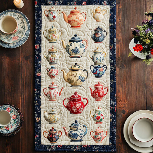 Teapot Tales CW1805049CL Quilted Table Runner