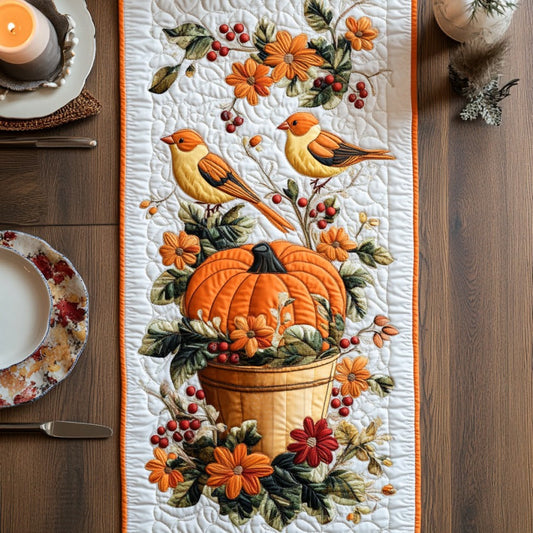 Couple Birds In Autumn XR1609016CL Quilted Table Runner