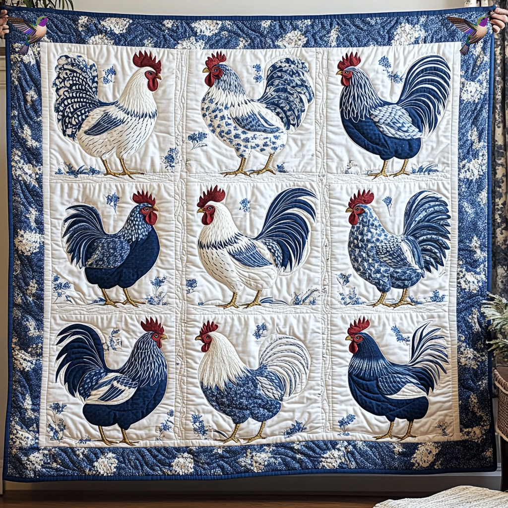 Blue Chickens XR0411008CL Quilt