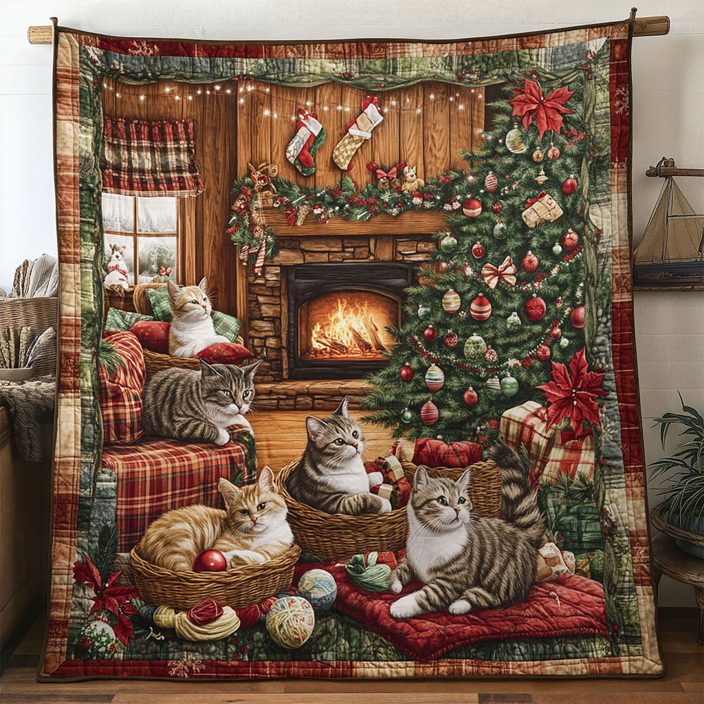 Cozy Fireplace Cat WN1211034CL Quilt