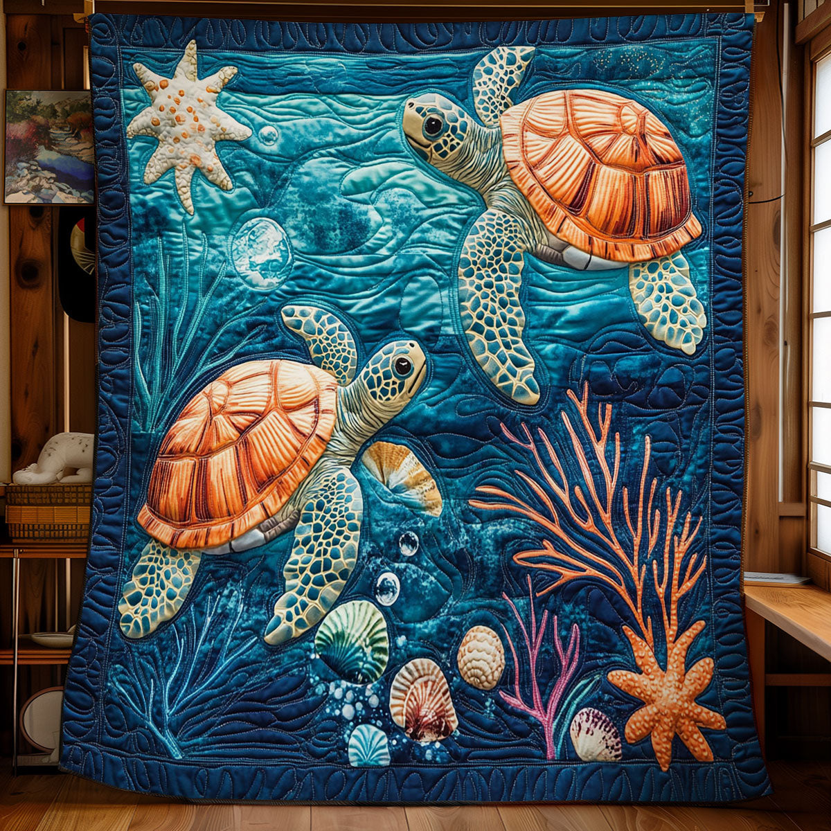 Turtle In Ocean WY2802142CL Quilt