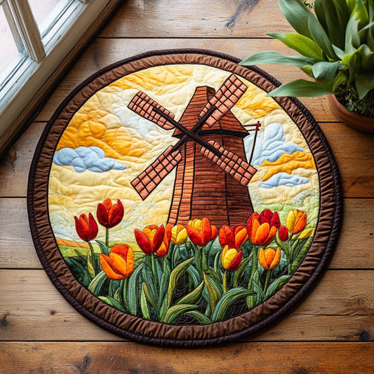 Windmill Tulip CW3005589CL Quilted Round Mat