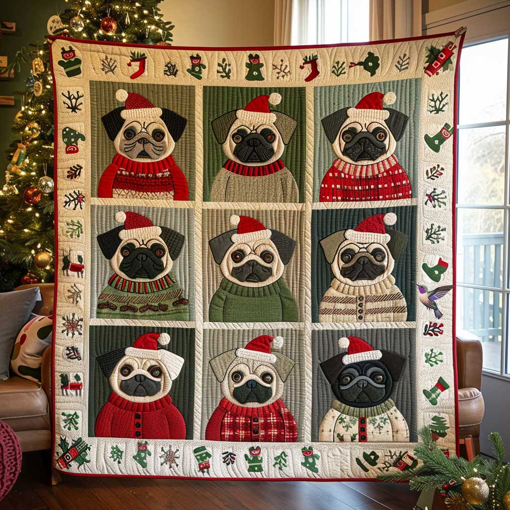 Pug’s Holiday Spirit WN1710019CL Quilt