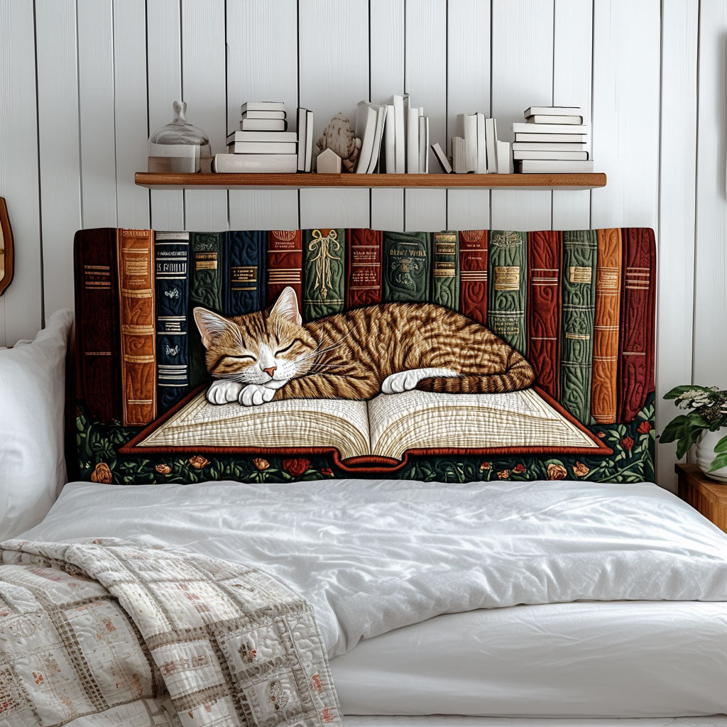 Catnap in the Library KL2912015CL Quilted Headboard Slipcover