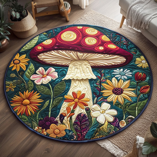 Psychedelic Mushroom WJ0504045CL Quilted Round Mat