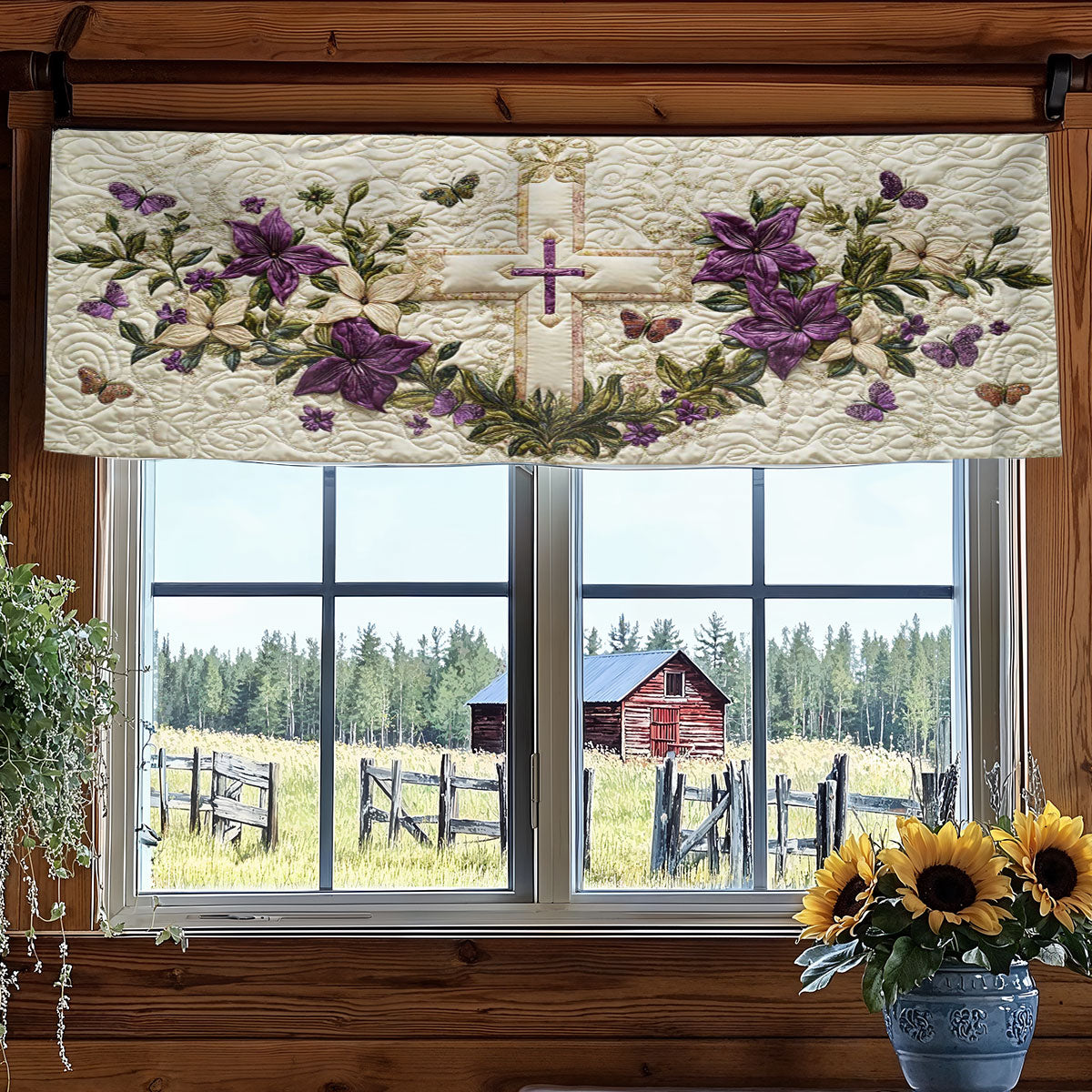 Peaceful Cross WN2003041CL Quilted Valance