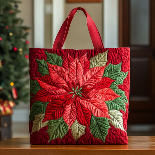 Poinsettia Christmas XR2409001CL Quilted Tote Bag