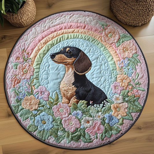 Colorful Dachshund WN2208025CL Quilted Round Mat