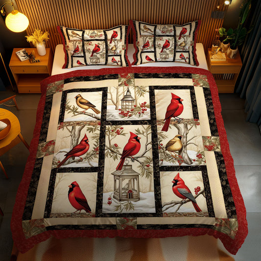 Snowy Red Cardinal WN2102070CL Duvet Cover Set