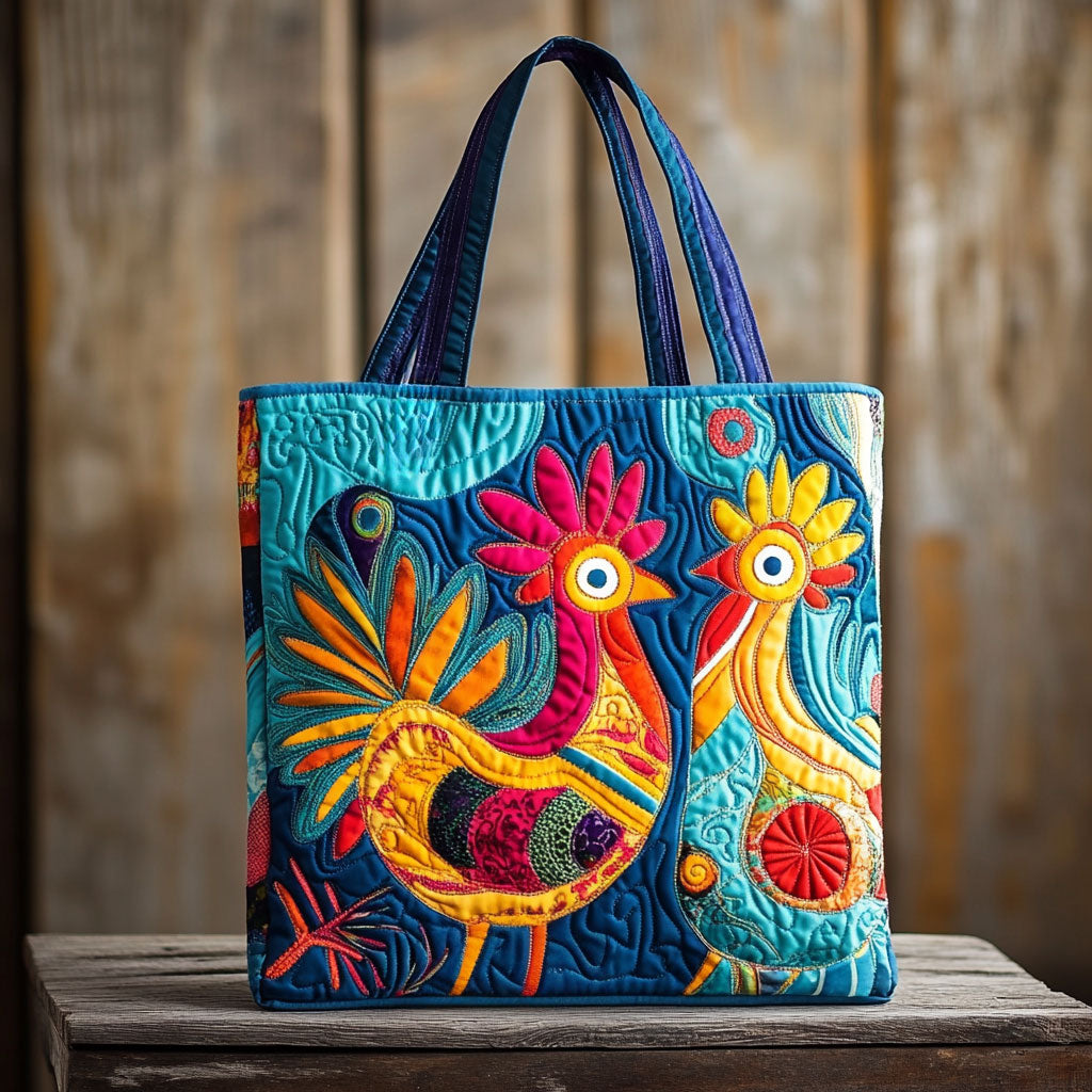 Bright Folk Chicken WN1411058CL Quilted Tote Bag