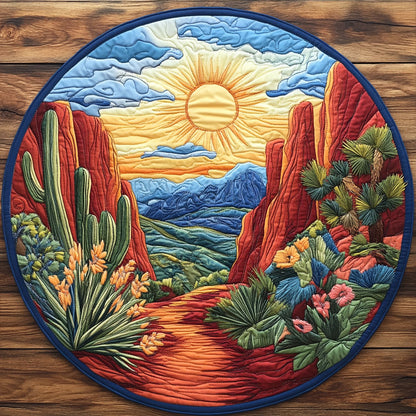 Desert Bloom Horizons WP0204016CL Quilted Round Mat