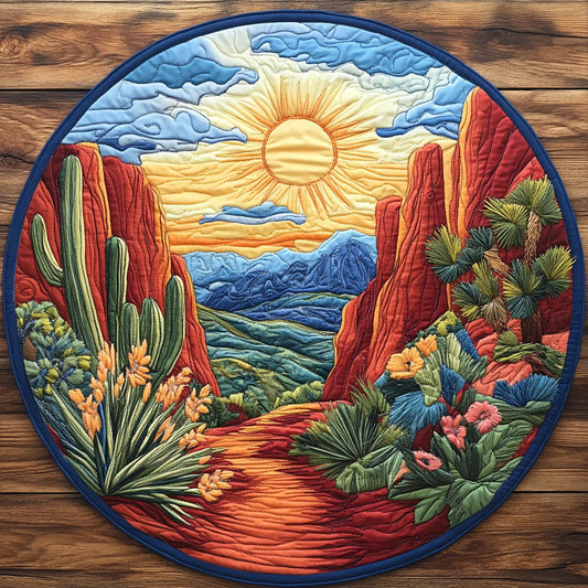 Desert Bloom Horizons WP0204016CL Quilted Round Mat