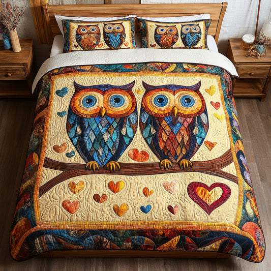 Couple Owl In Hearts WY1402055CL Duvet Cover Set