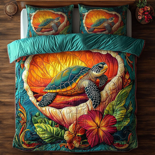 Tropical Turtle Sunrise WY2406017CL Duvet Cover Set