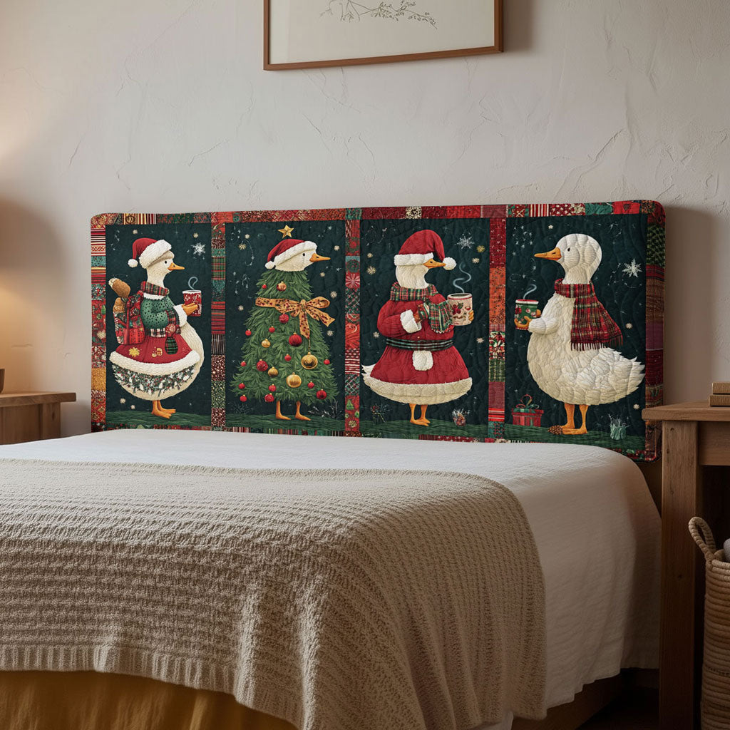 Geese Cozy Christmas WN1312049CL Quilted Headboard Slipcover