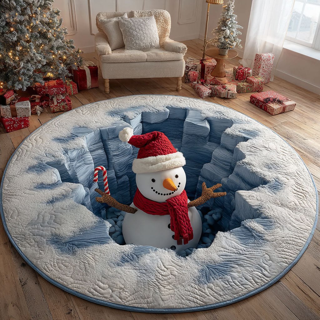 Cozy Snowman CW1111039CL Quilted Round Mat