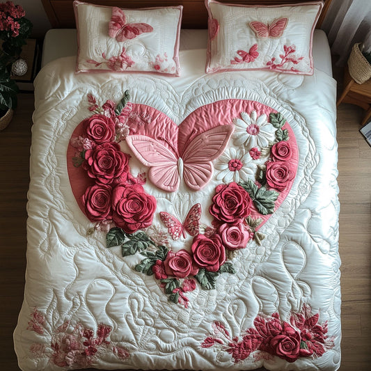 Butterfly In Flower Heart WY2602002CL Duvet Cover Set