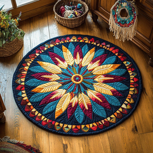 Feathered Dreamcatcher WX0805050CL Quilted Round Mat