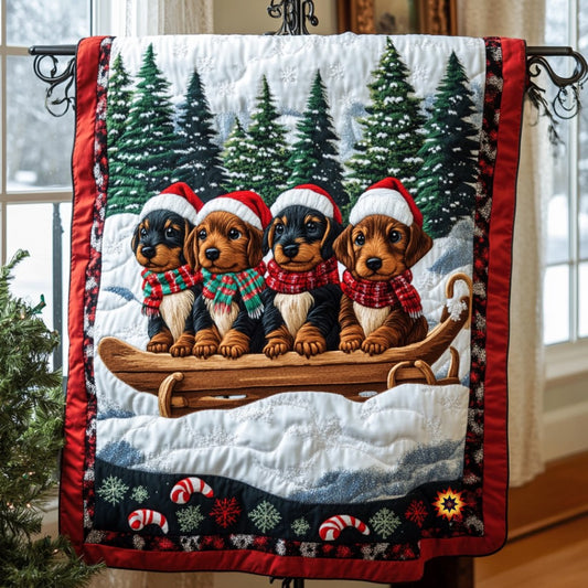 Dachshund On The Sleigh WU0511011CL Quilt