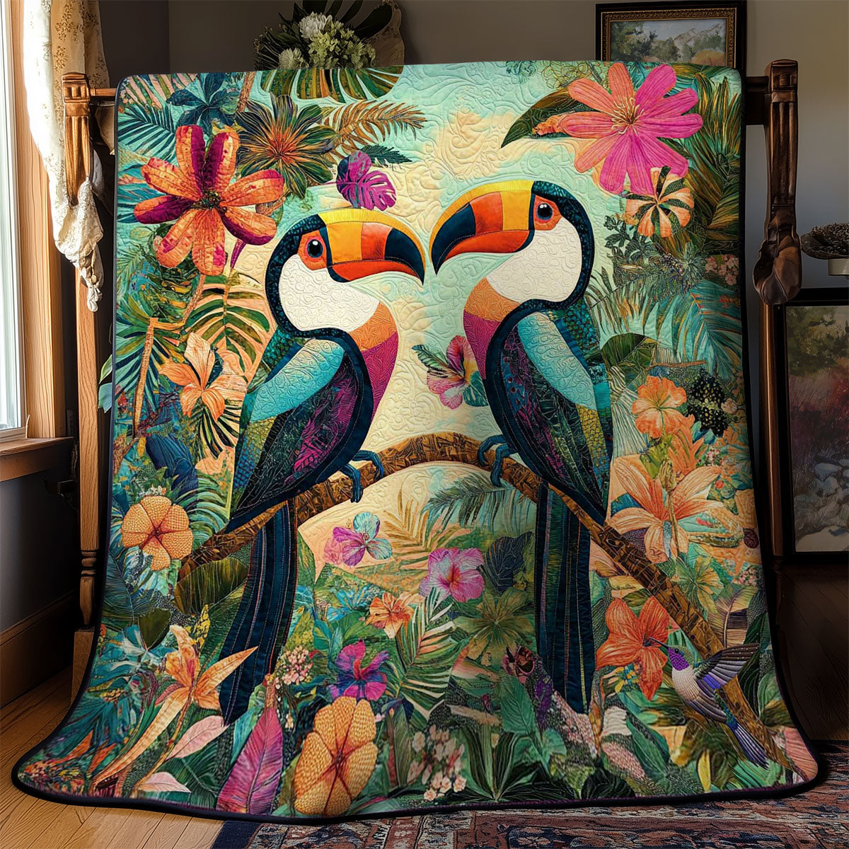 Floral Toucan Symphony WN0511008CL Quilt