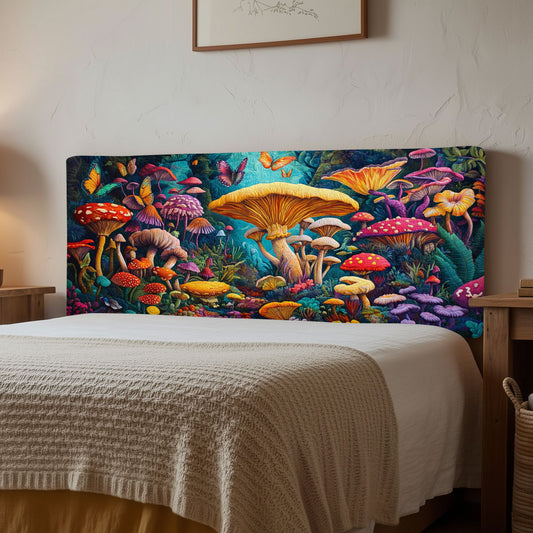 Colorful Mushroom Forest WJ1212017CL Quilted Headboard Slipcover
