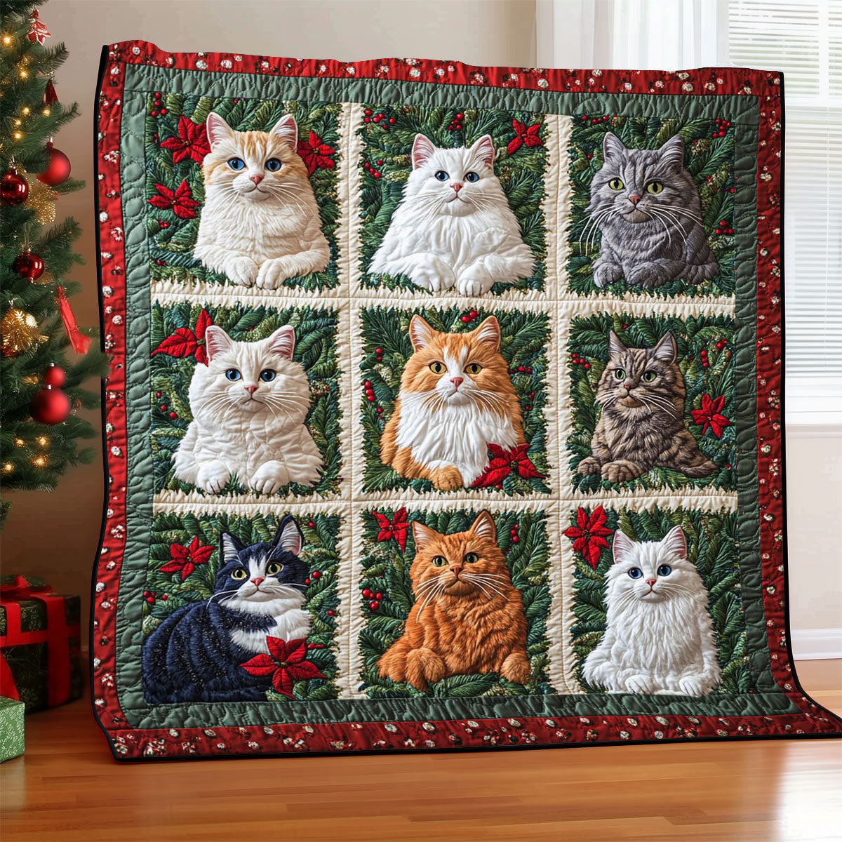 Holiday Cat Charm CW0811049CL Quilt