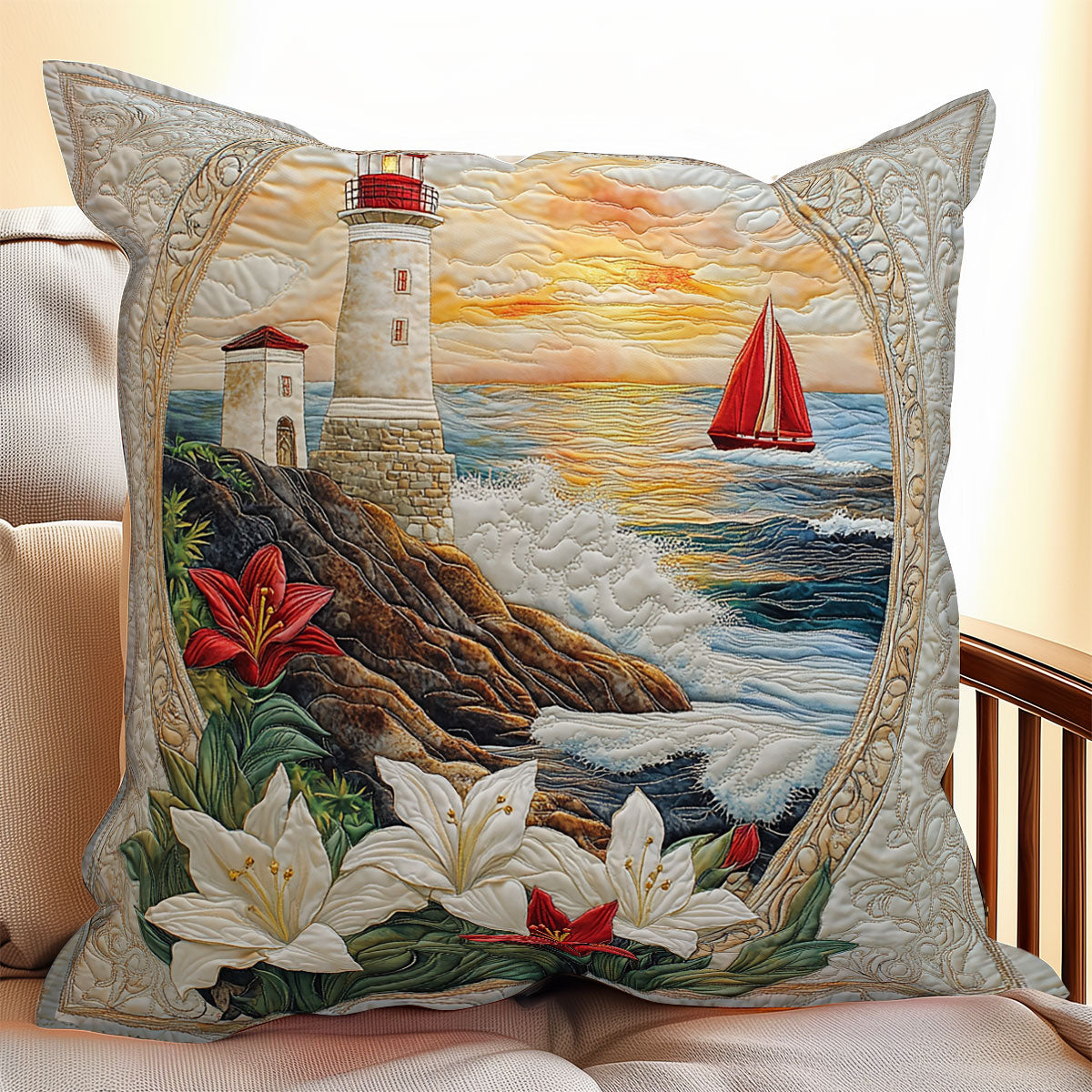 Lighthouse Lily WX0406093CL Quilt Pillow Case