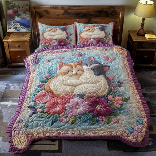 Sleeping Kitten In Flower WY2412054CL Duvet Cover Set