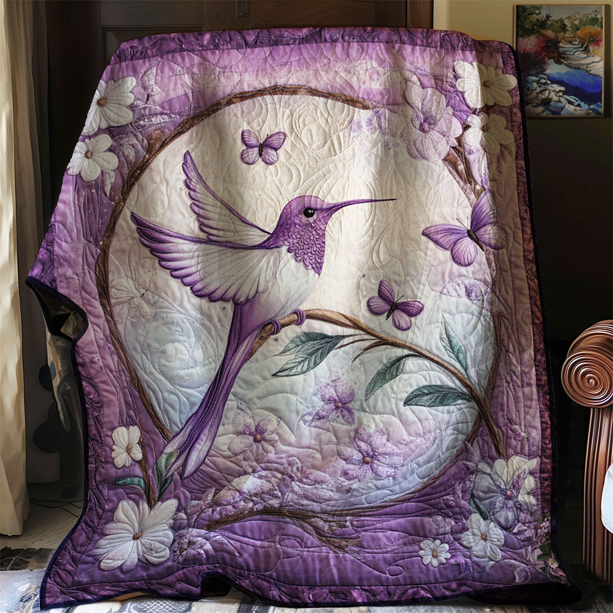 Purple Hummingbird WJ0801017CL Quilt