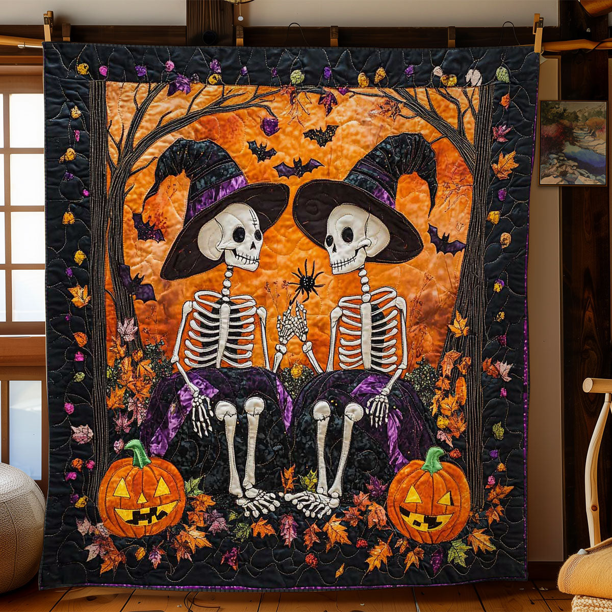 Pumpkin Skeleton Duo WN1401021CL Quilt