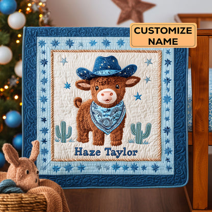 Cowboy Highland Calf WN3007024CL Personalized Baby Quilt