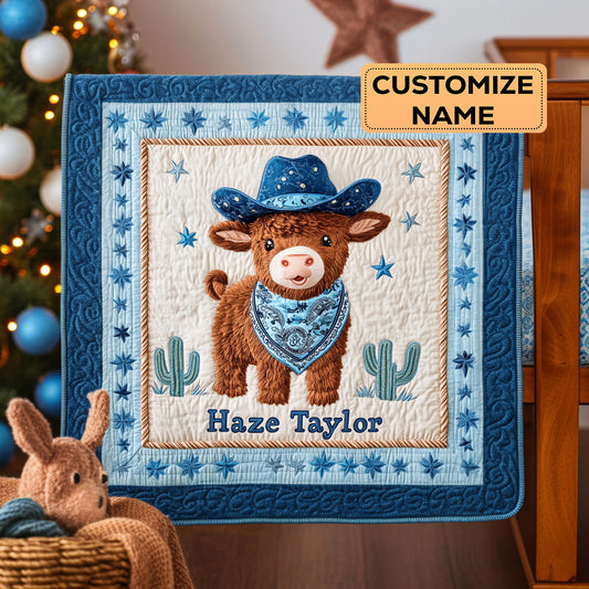 Cowboy Highland Calf WN3007024CL Personalized Baby Quilt
