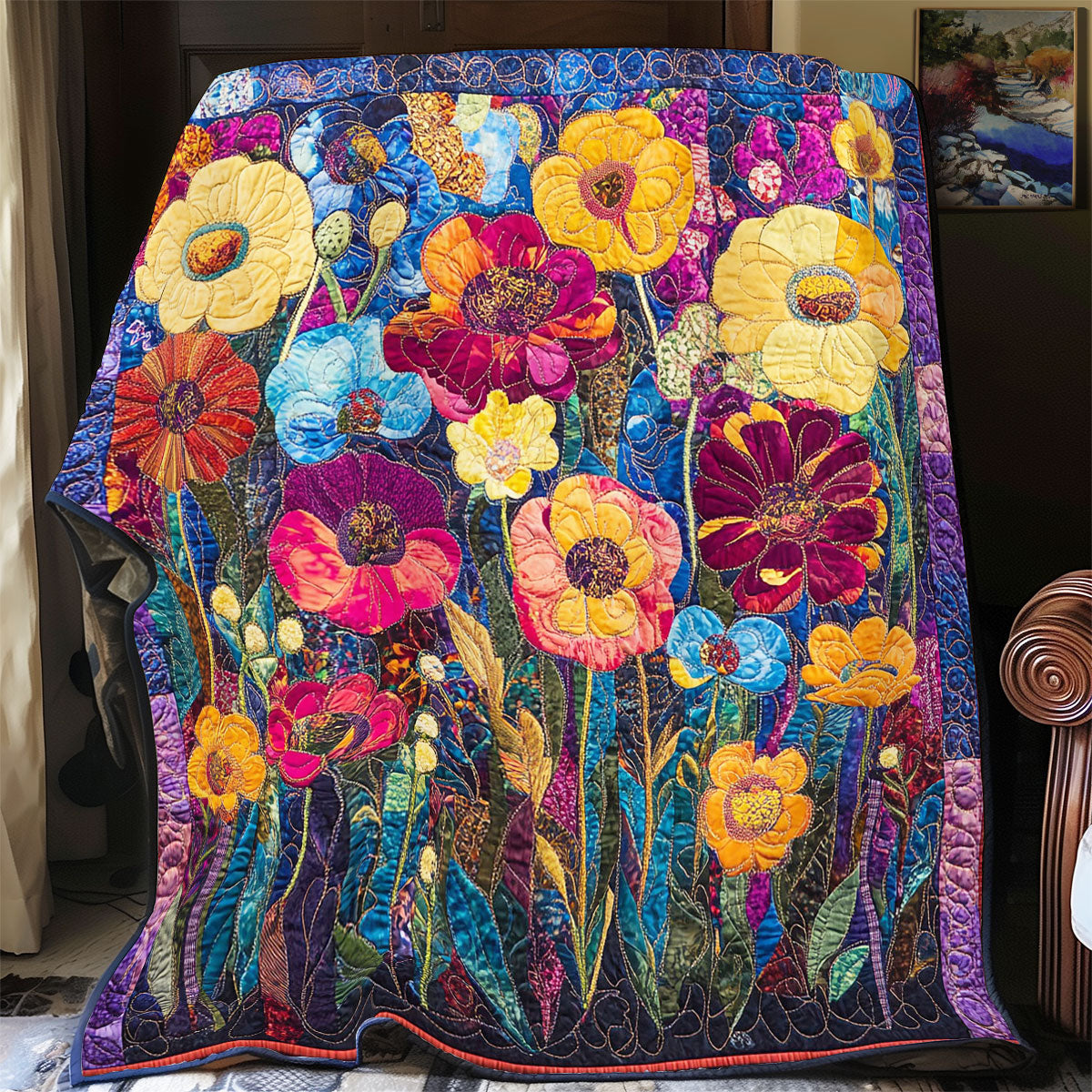 Midnight Flower Garden WY1202128CL Quilt