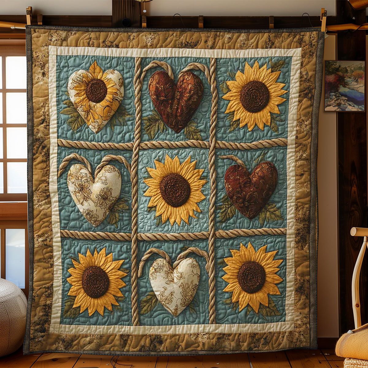 Sunflower Love Heart WN0302002CL Quilt