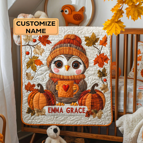Cozy Autumn Owl WY3007013CL Personalized Baby Quilt