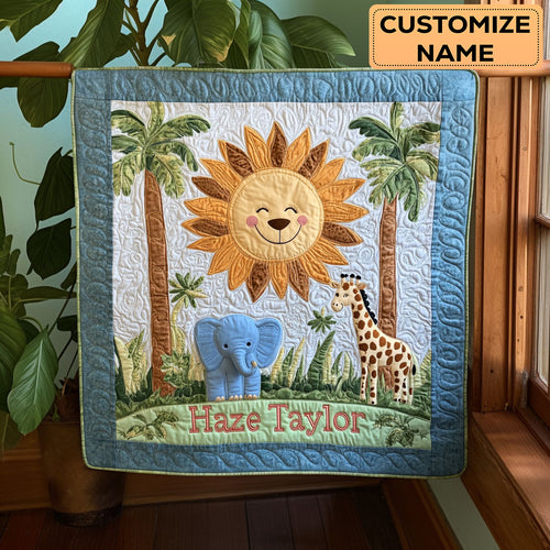 Smiley Safari WN2407062CL Personalized Baby Quilt